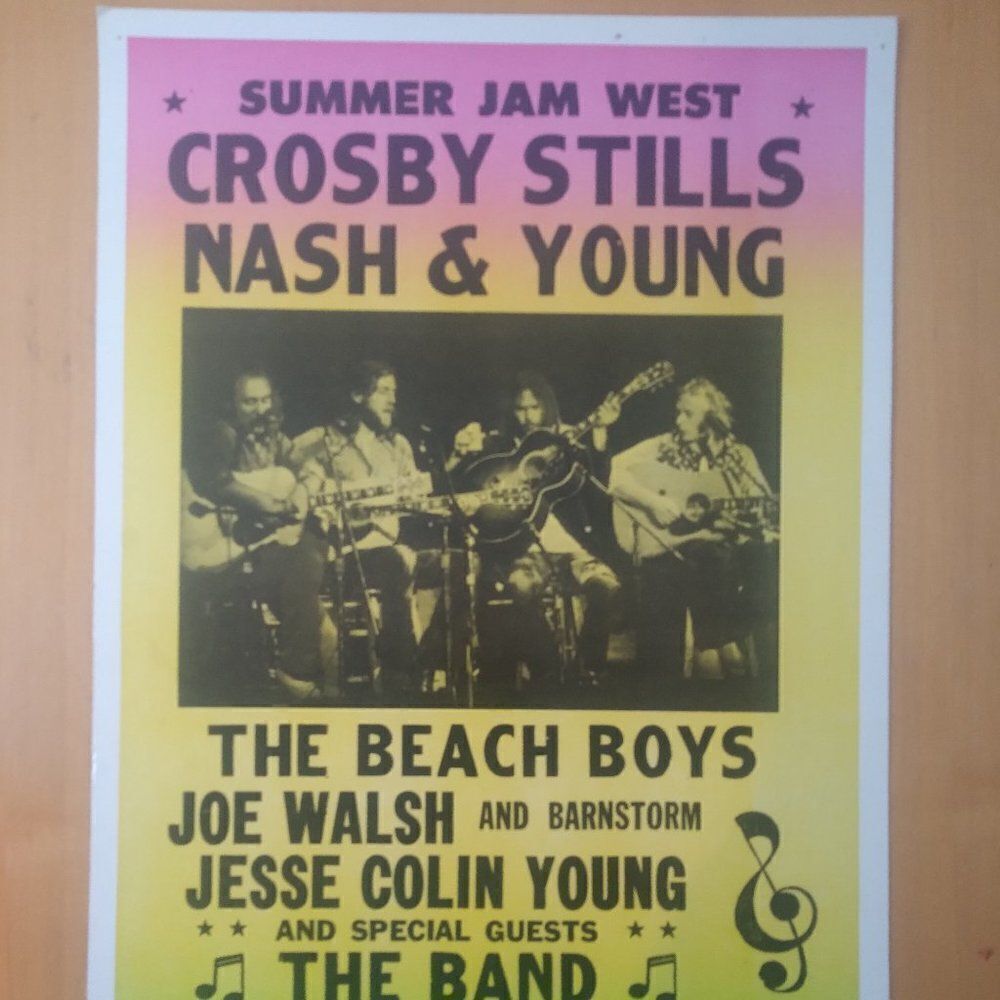 Vintage Crosby Stills Nash Young Beach Boys Summer Jam West 1974 Poster